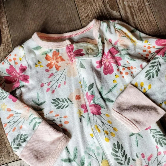 Cloud Island Baby Girls Floral Cotton Bodysuit Sleeper PJs Bundle Size 0-3M - Picture 11 of 11